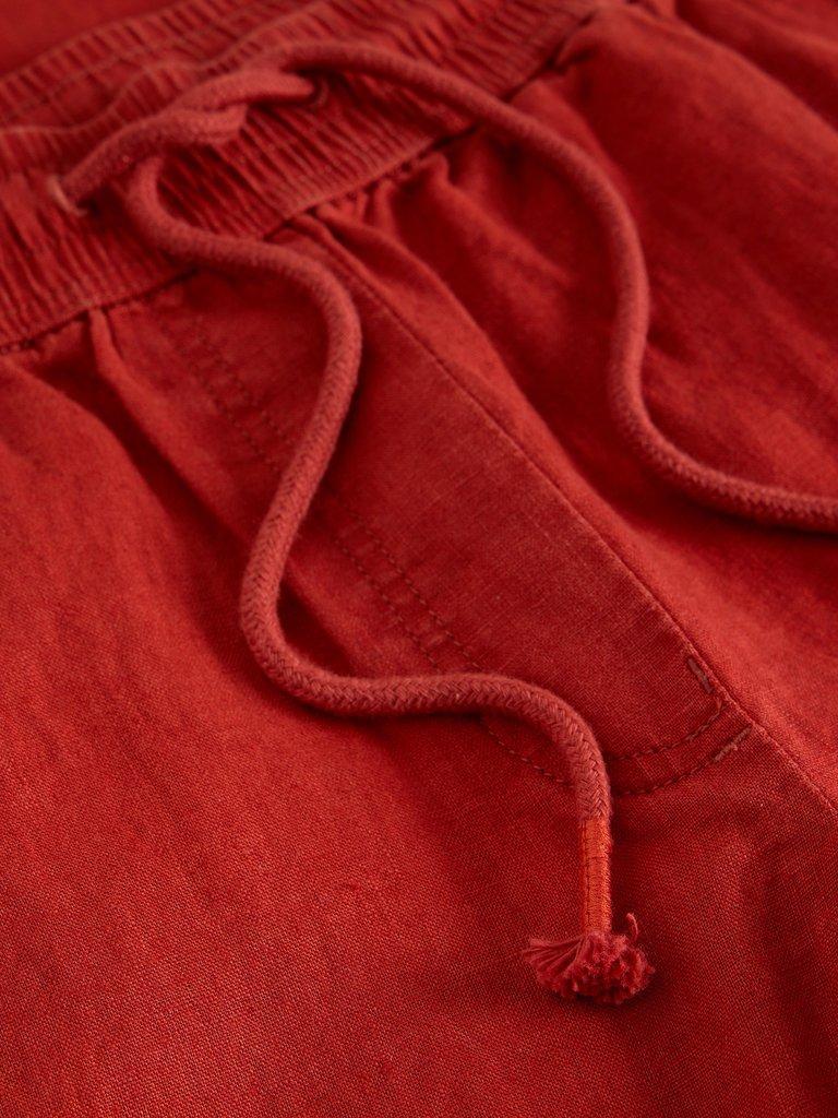 Ally Linen Wide Leg Trouser in MID RED - FLAT DETAIL