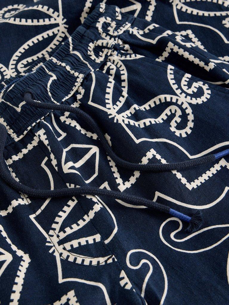 Ally Linen Wide Leg Trouser in NAVY PR - FLAT DETAIL