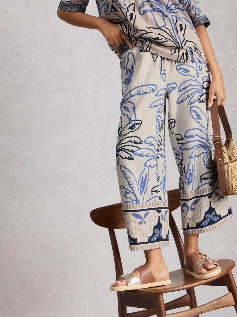 Shelly Linen Crop Blend Culotte in IVORY PR - LIFESTYLE