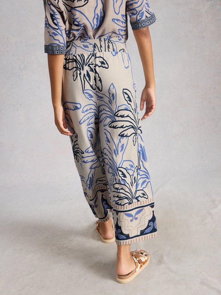 Shelly Linen Crop Blend Culotte in IVORY PR - MODEL BACK