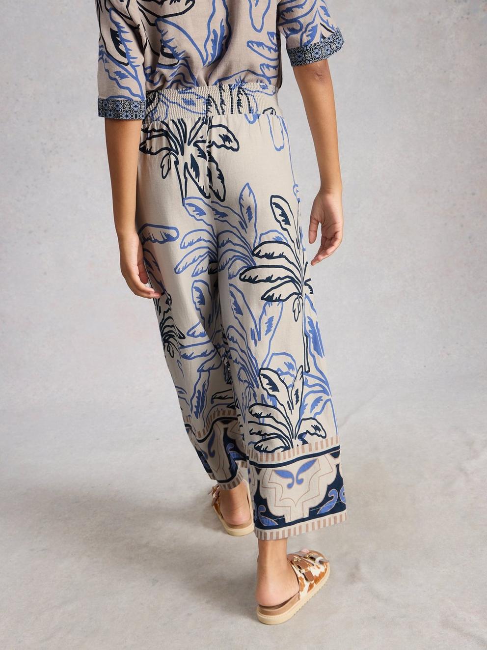 Shelly Linen Crop Blend Culotte in IVORY PR - MODEL BACK