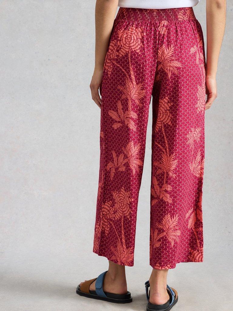 Shelly Linen Crop Blend Culotte in PINK PR - MODEL BACK
