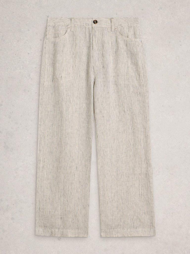Tia Linen Wide Leg Crop in IVORY MLT - FLAT FRONT