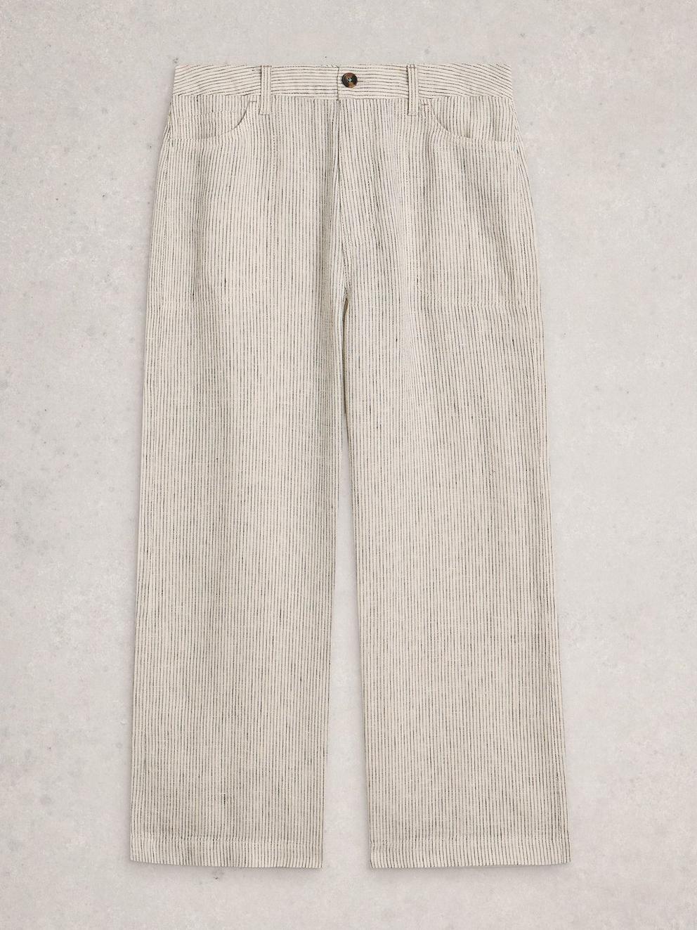 Tia Linen Wide Leg Crop in IVORY MLT - FLAT FRONT