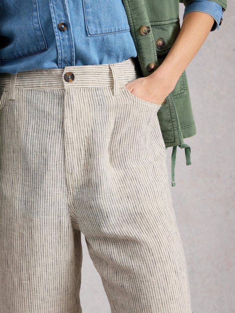 Tia Linen Wide Leg Crop in IVORY MLT - MODEL DETAIL