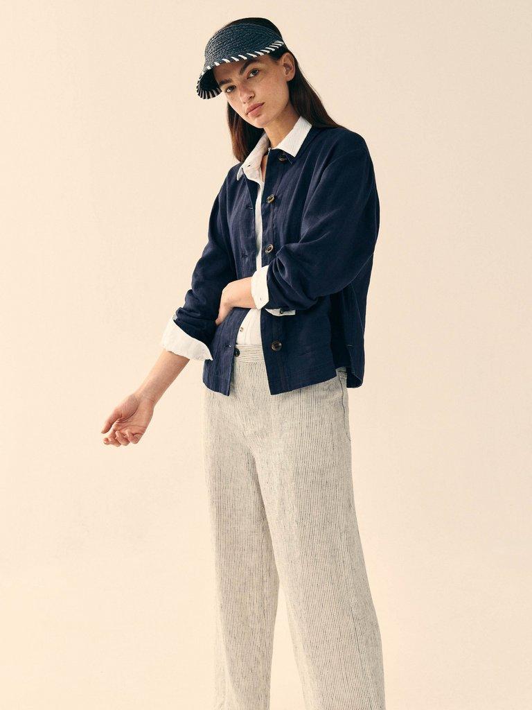 Tia Linen Wide Leg Crop in IVORY MLT - MIXED