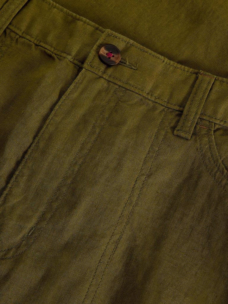 Tia Linen Wide Leg Crop in MID GREEN - FLAT DETAIL