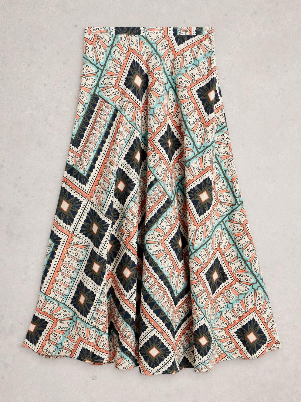 Hope Linen Blend Maxi Skirt in ORANGE MLT - FLAT FRONT