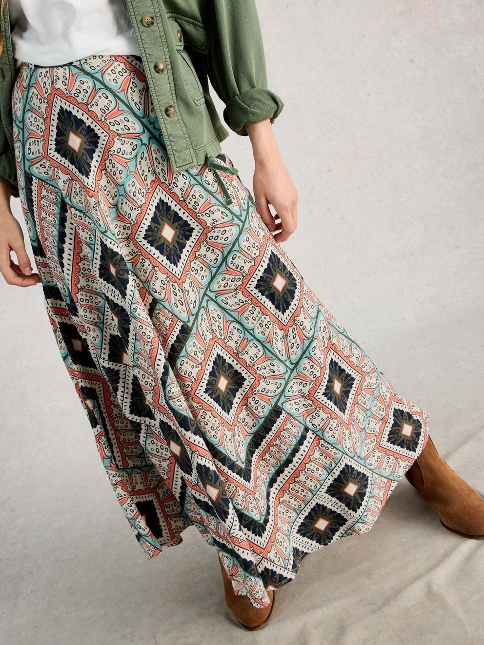 Hope Linen Blend Maxi Skirt in ORANGE MLT - LIFESTYLE