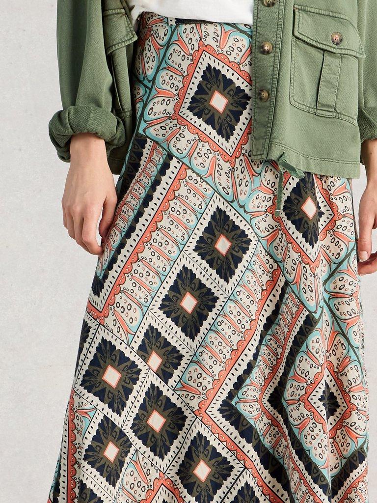 Hope Linen Blend Maxi Skirt in ORANGE MLT - MODEL DETAIL