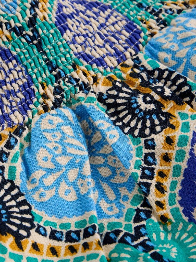 Shelly Linen Blend Midi Skirt in BLUE MLT - FLAT DETAIL