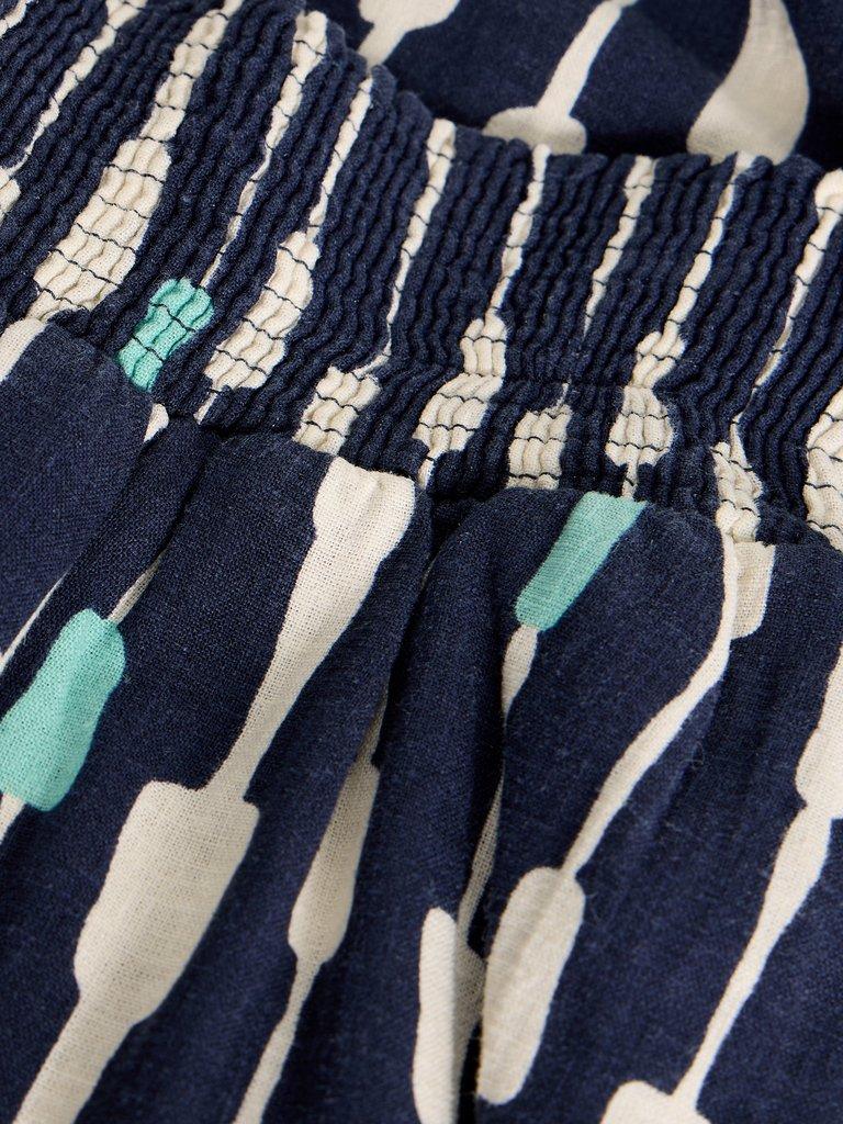 Shelly Linen Blend Midi Skirt in NAVY PR - FLAT DETAIL