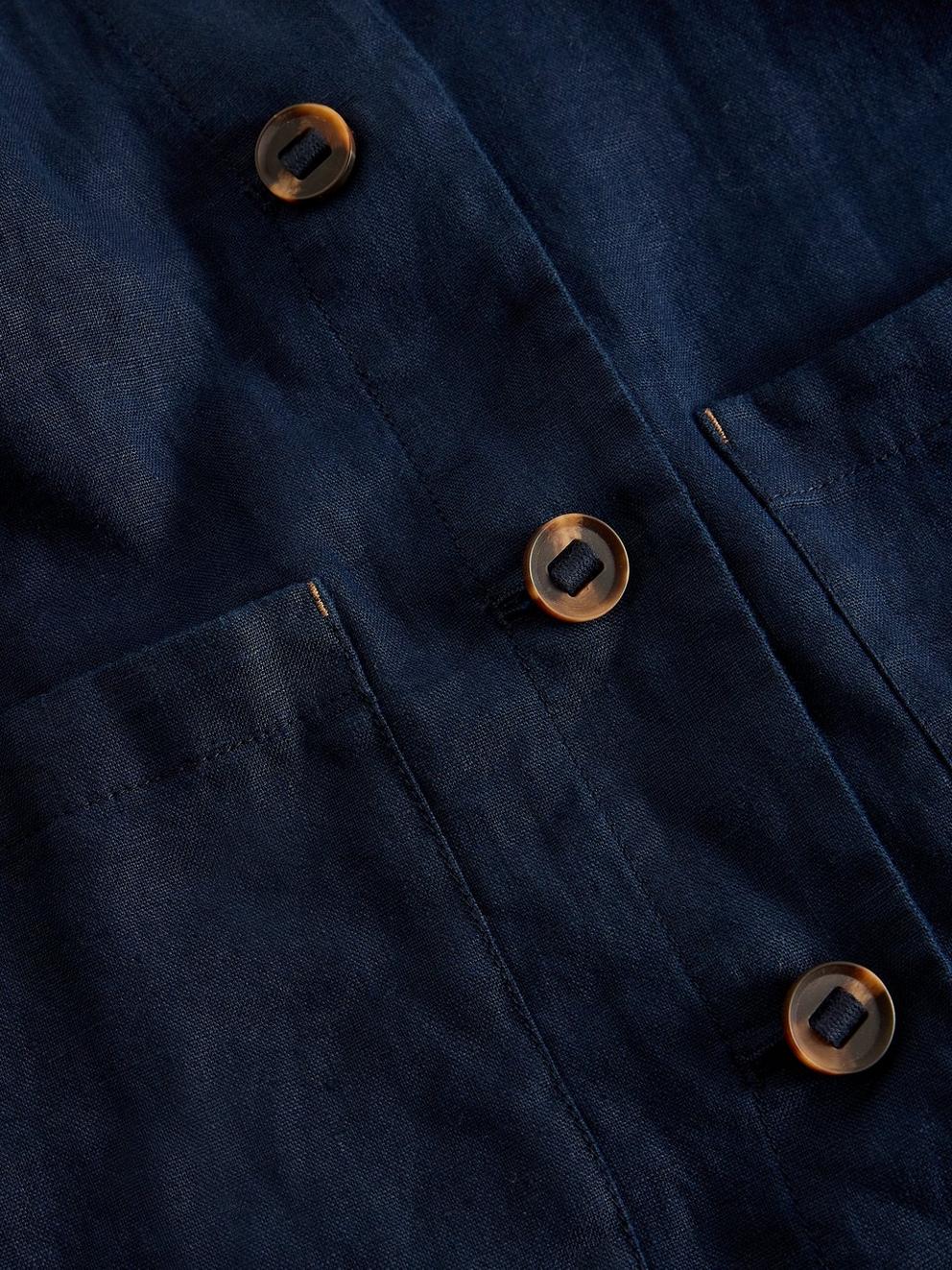 Isabel Linen Jacket in DARK NAVY - FLAT DETAIL