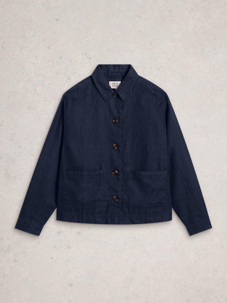 Isabel Linen Jacket in DARK NAVY - FLAT FRONT