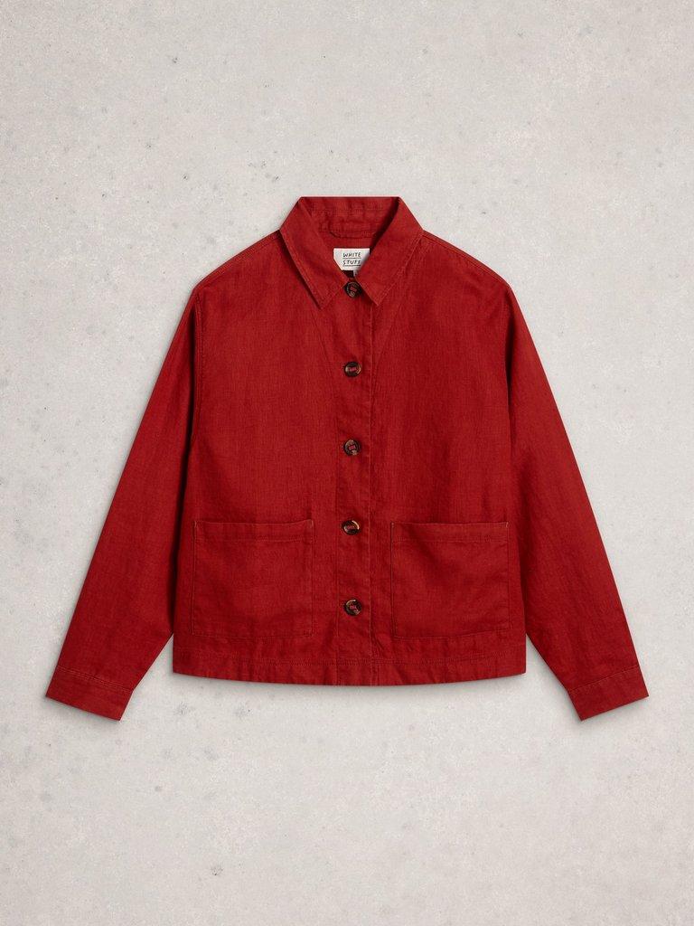 Isabel Linen Jacket in MID RED - FLAT FRONT
