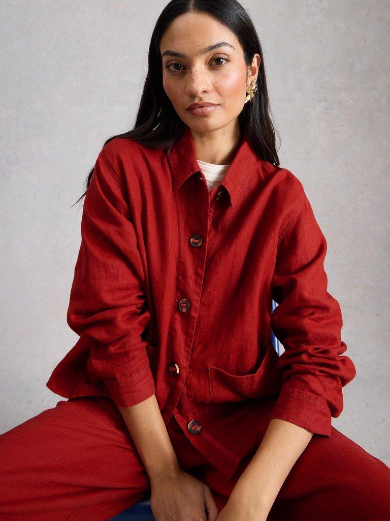 Isabel Linen Jacket in MID RED - LIFESTYLE