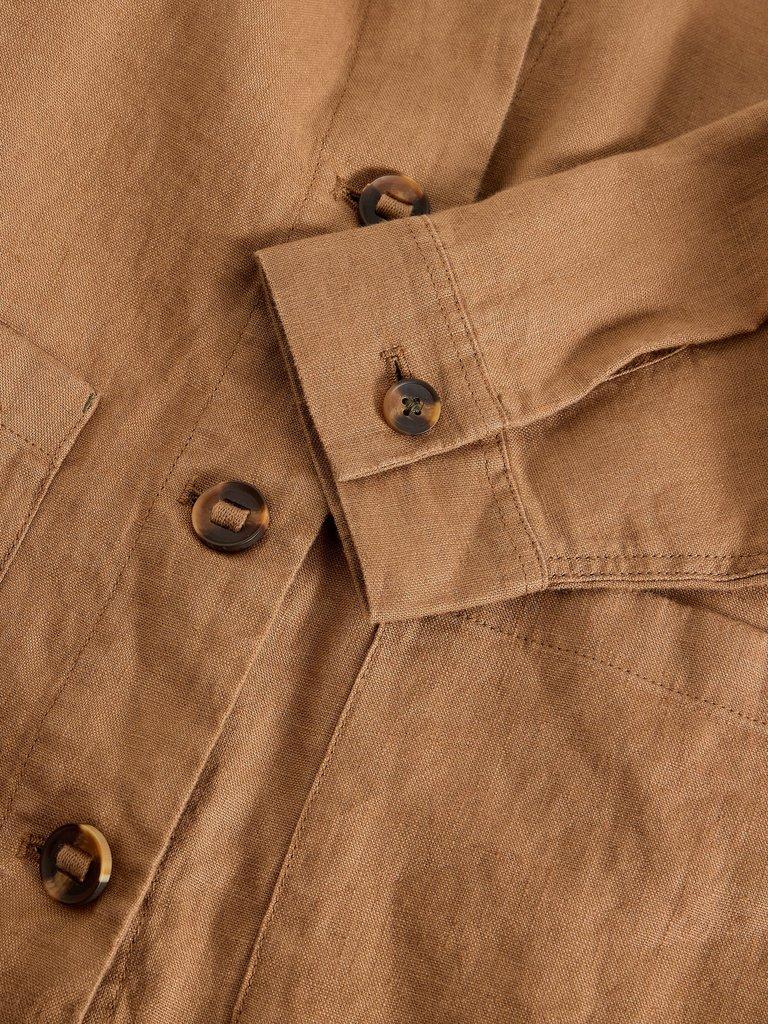 Isabel Linen Jacket in MID TAN - FLAT DETAIL