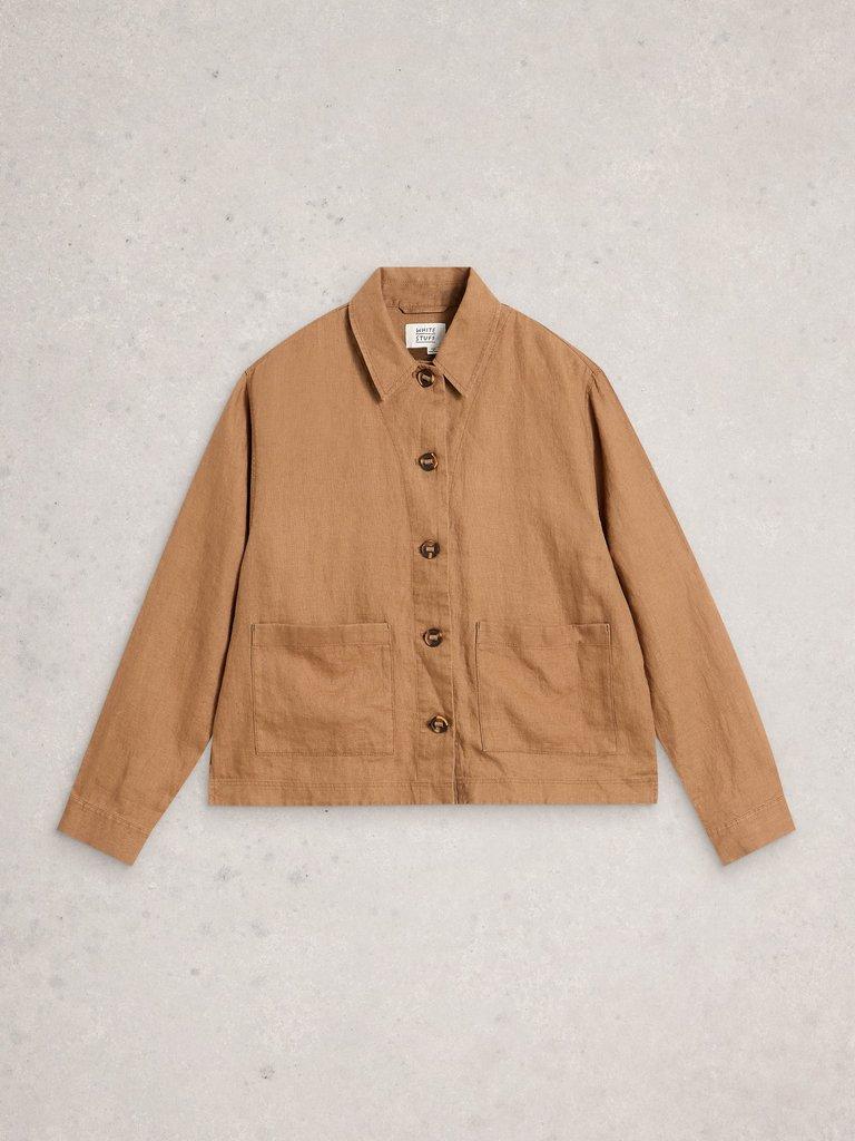 Isabel Linen Jacket in MID TAN - FLAT FRONT