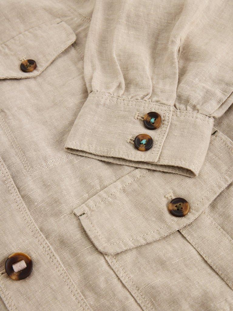 Demi Linen Utility Jacket in LGT NAT - FLAT DETAIL