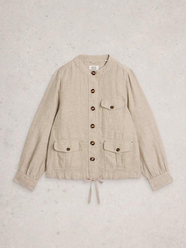 Demi Linen Utility Jacket in LGT NAT - FLAT FRONT