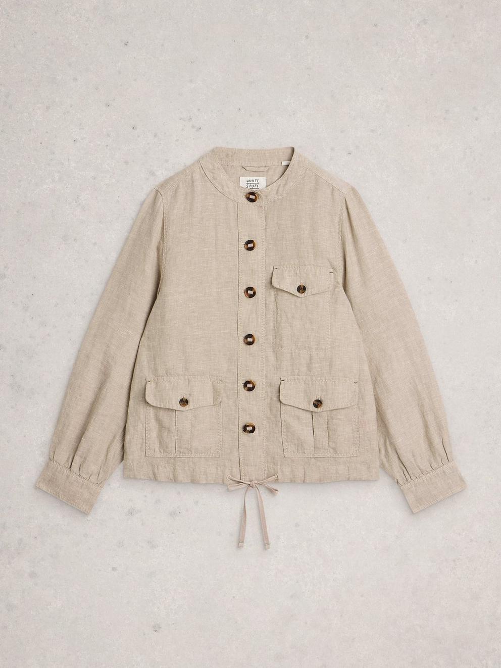Demi Linen Utility Jacket in LGT NAT - FLAT FRONT