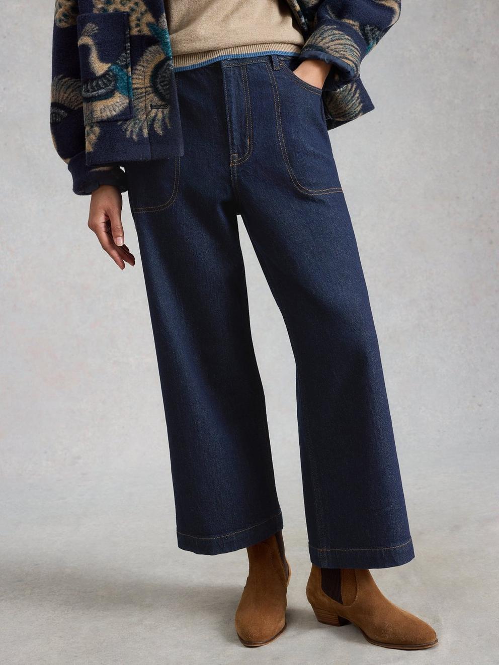 Tia Wide Leg Crop Denim Jeans in DK DENIM - LIFESTYLE