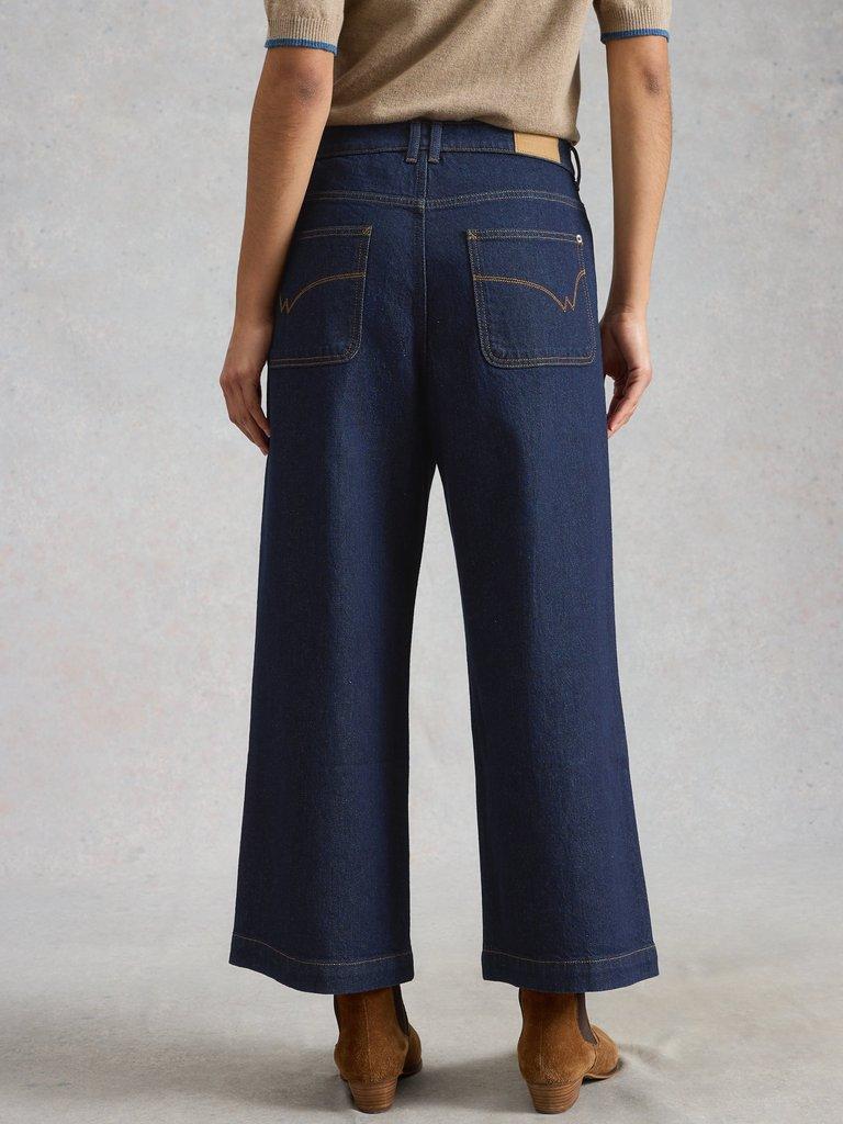 Tia Wide Leg Crop Denim Jeans in DK DENIM - MODEL BACK