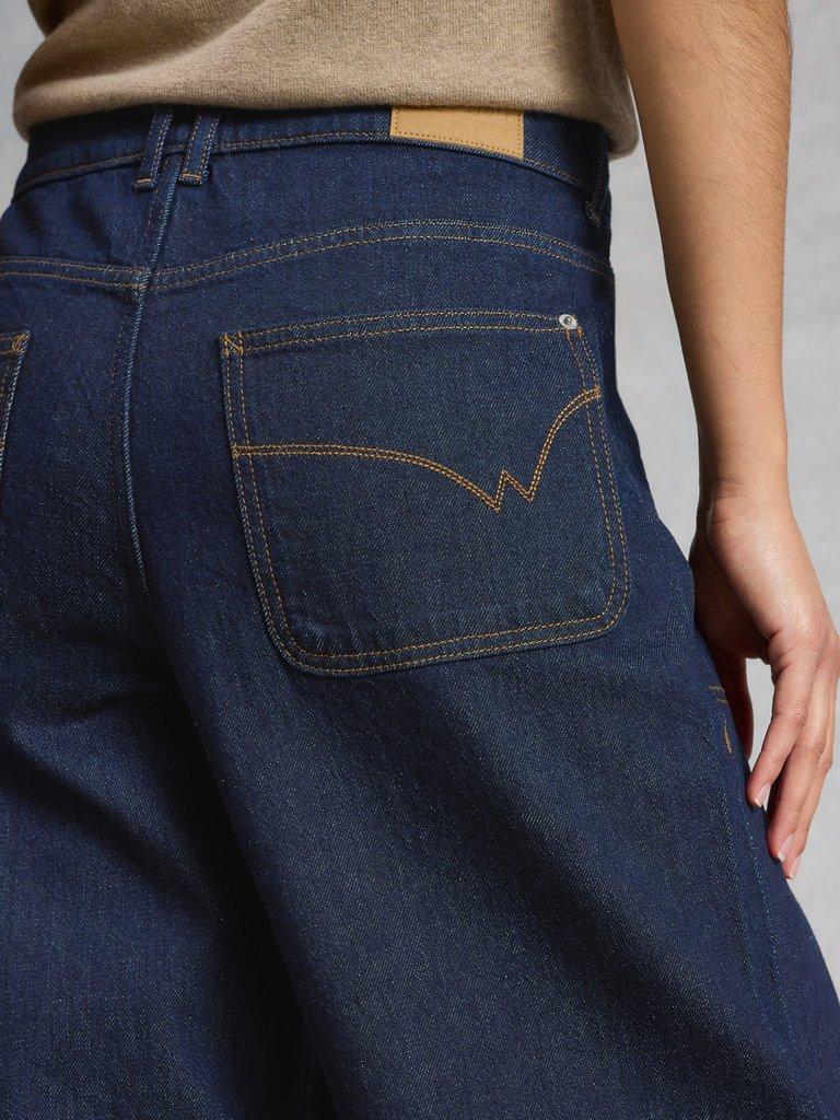 Tia Wide Leg Crop Denim Jeans in DK DENIM - MODEL DETAIL