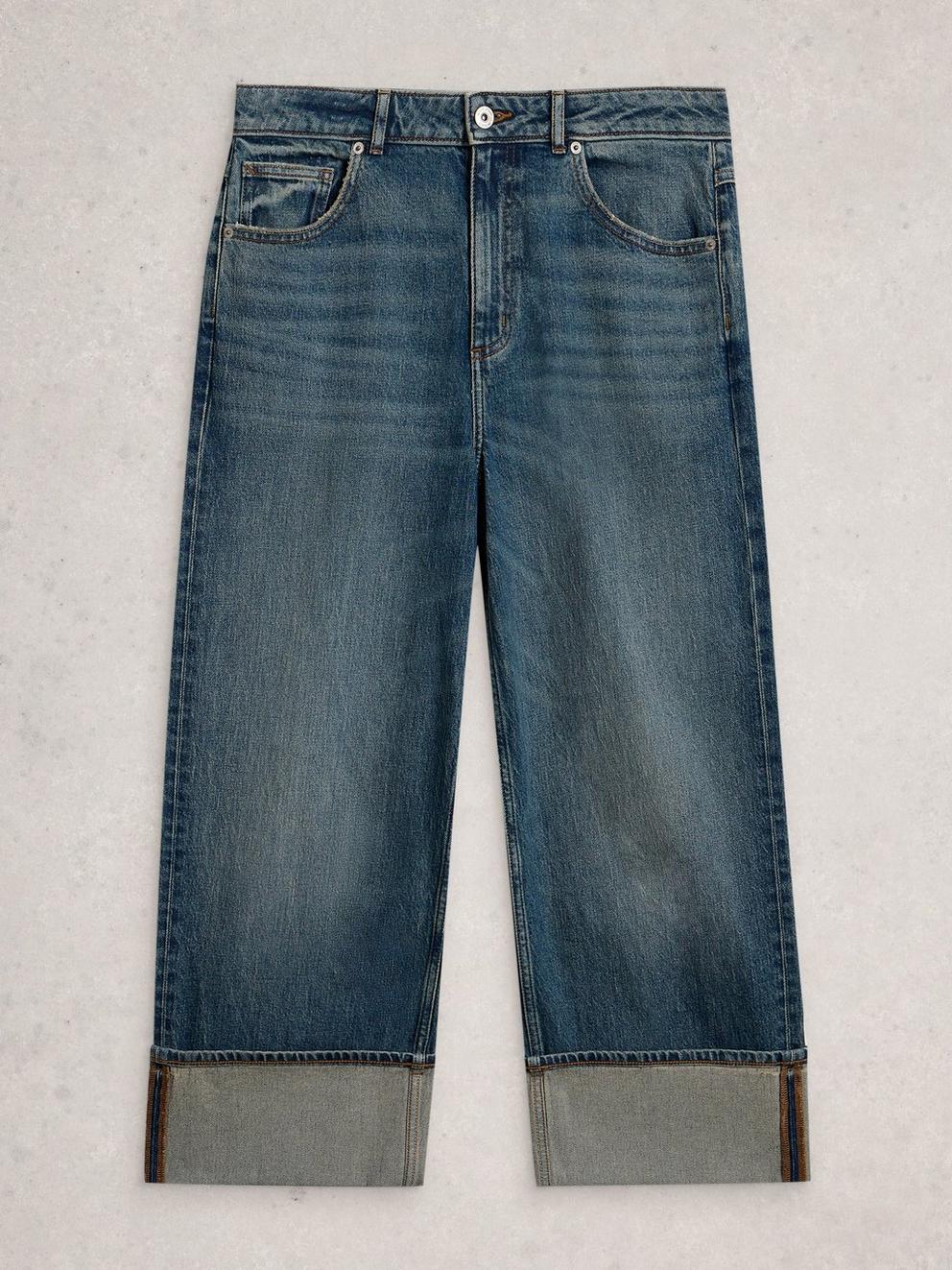 Bailey Straight Turn Up Jean in DK DENIM - FLAT FRONT