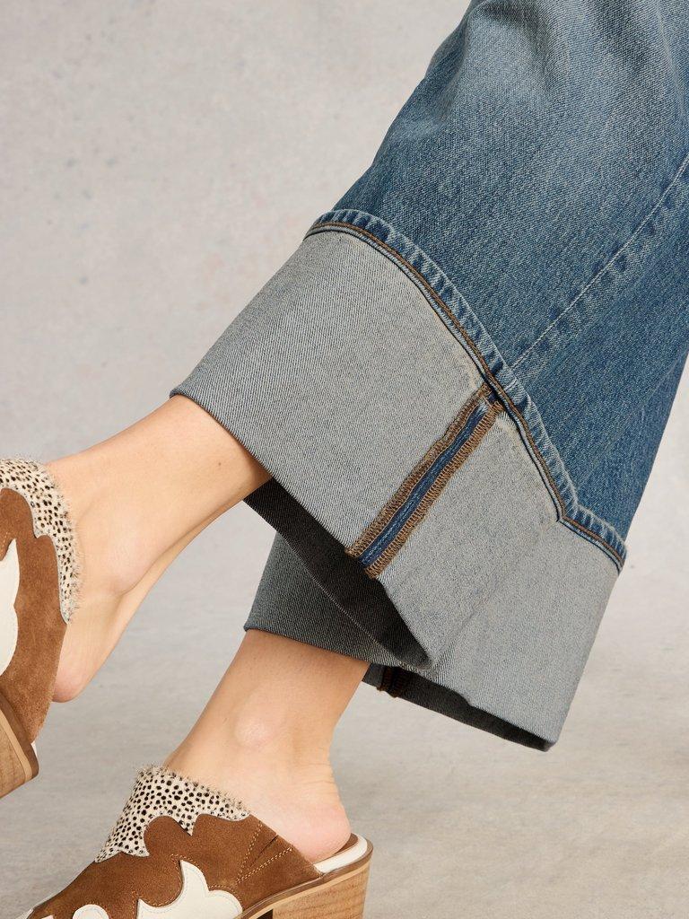 Bailey Straight Turn Up Jean in DK DENIM - MODEL DETAIL