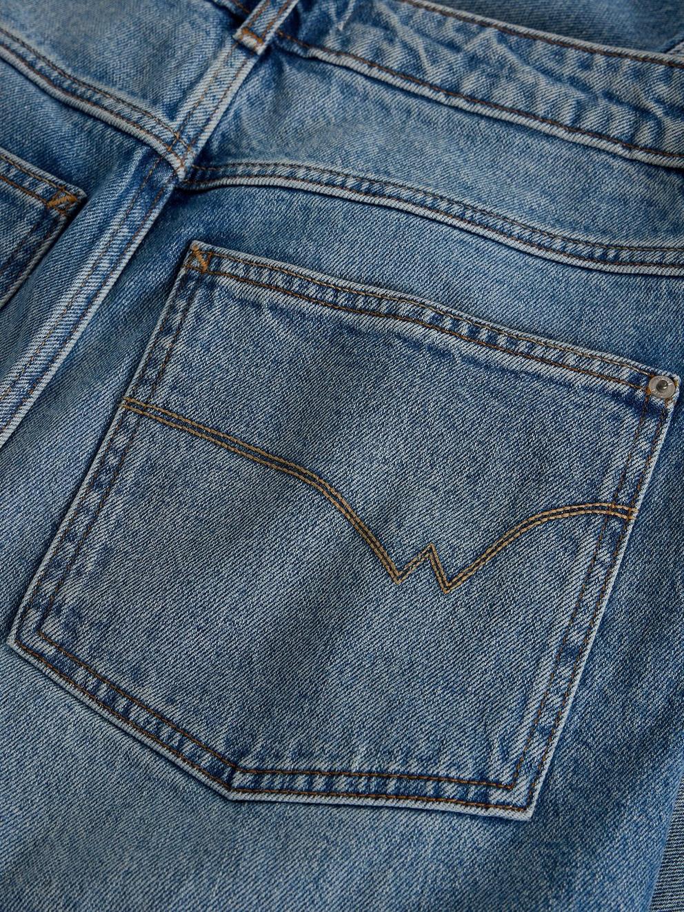 Bailey Straight Turn Up Jean in MID DENIM - FLAT DETAIL