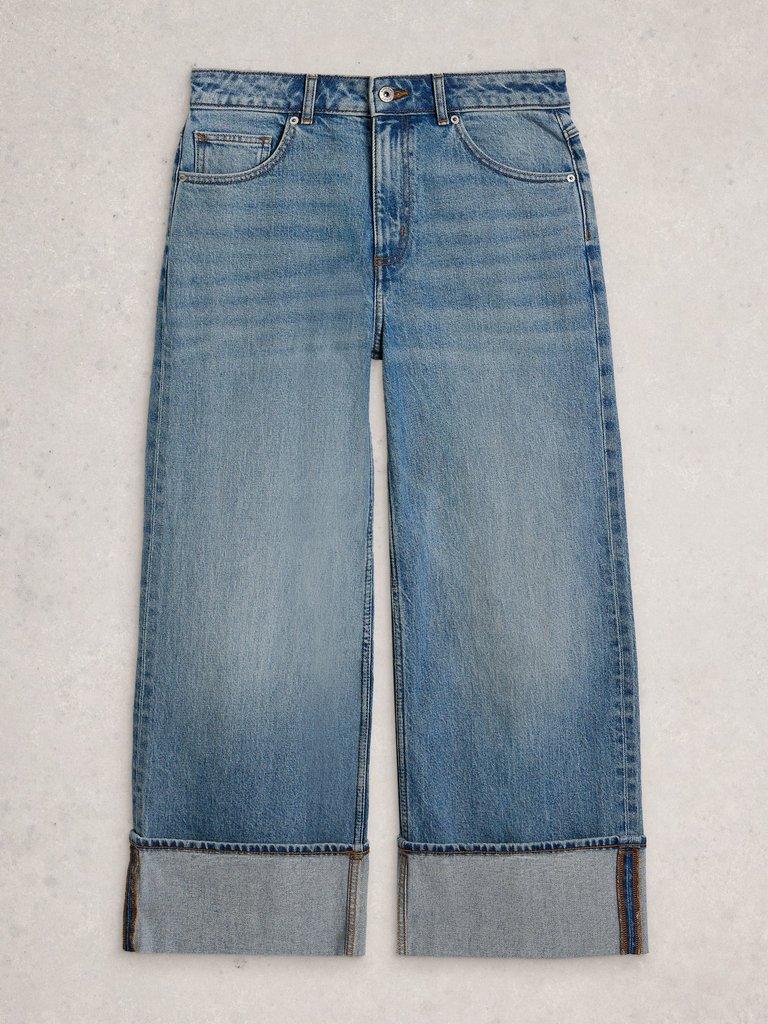 Bailey Straight Turn Up Jean in MID DENIM - FLAT FRONT