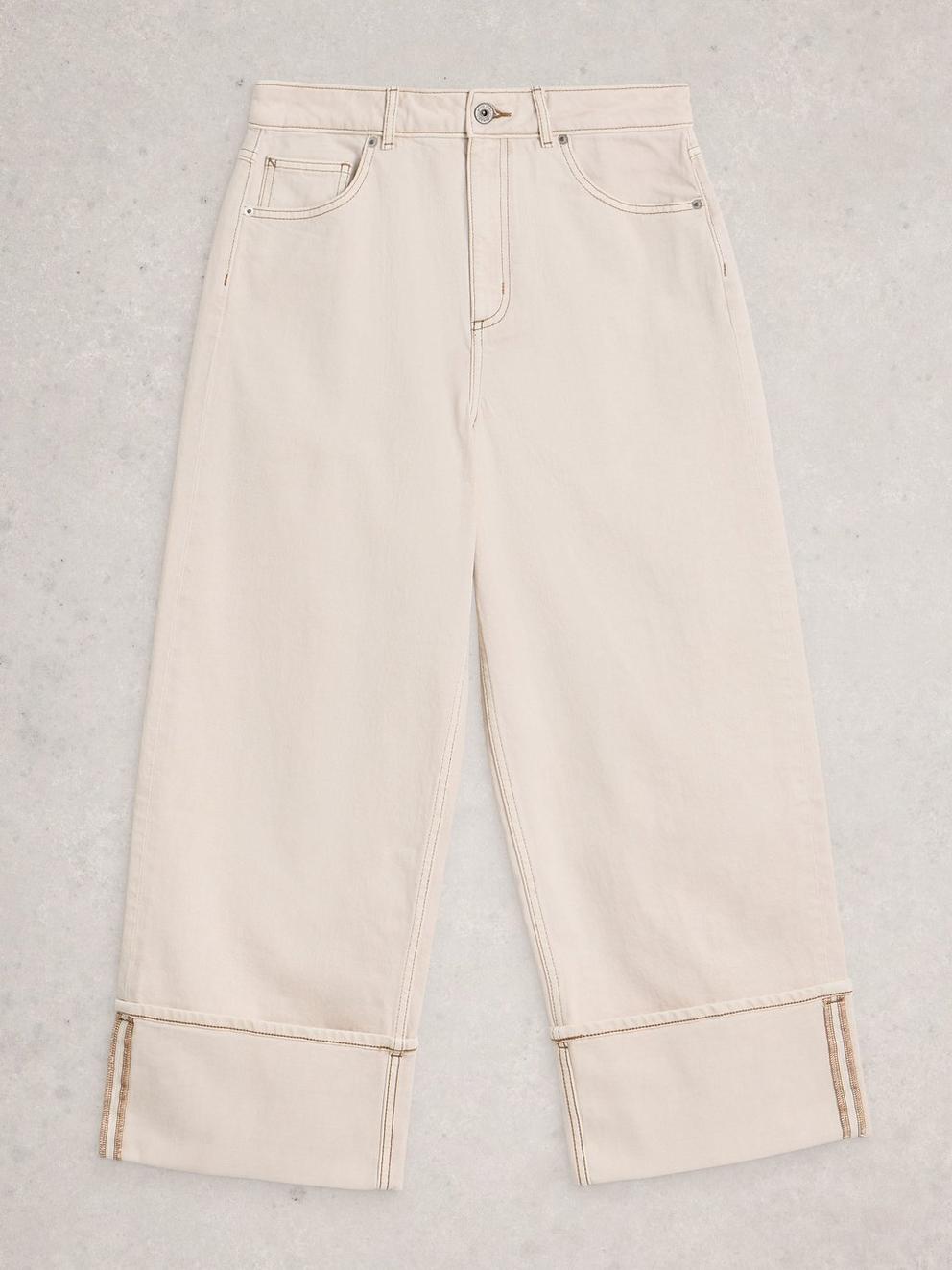 Bailey Straight Turn Up Jean in NAT WHITE - FLAT FRONT