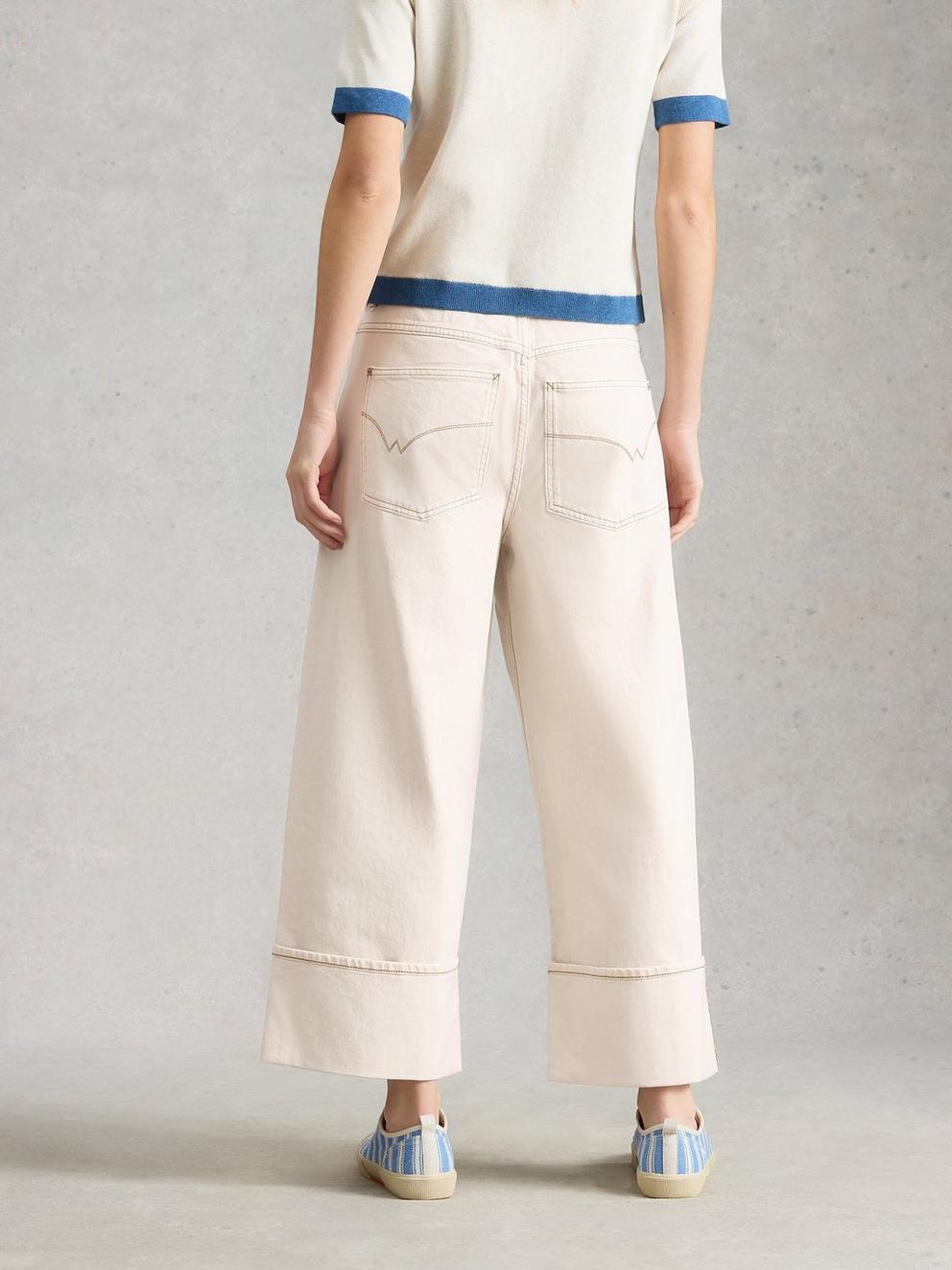 Bailey Straight Turn Up Jean in NAT WHITE - MODEL BACK