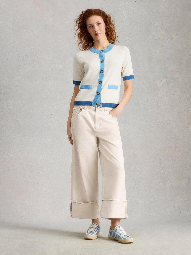 Bailey Straight Turn Up Jean in NAT WHITE - MODEL FRONT