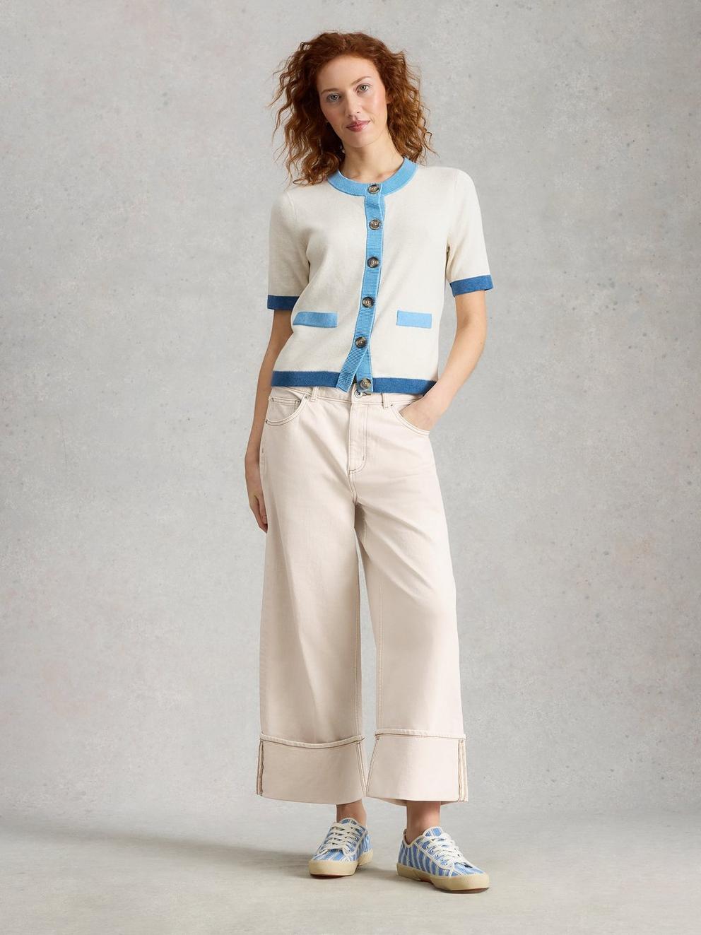 Bailey Straight Turn Up Jean in NAT WHITE - MODEL FRONT