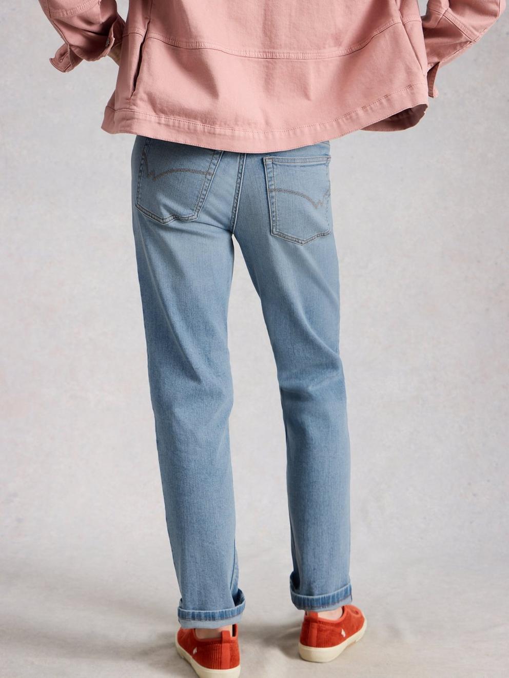 Taylor Straight Full Length Jean in LGT DENIM - MODEL BACK