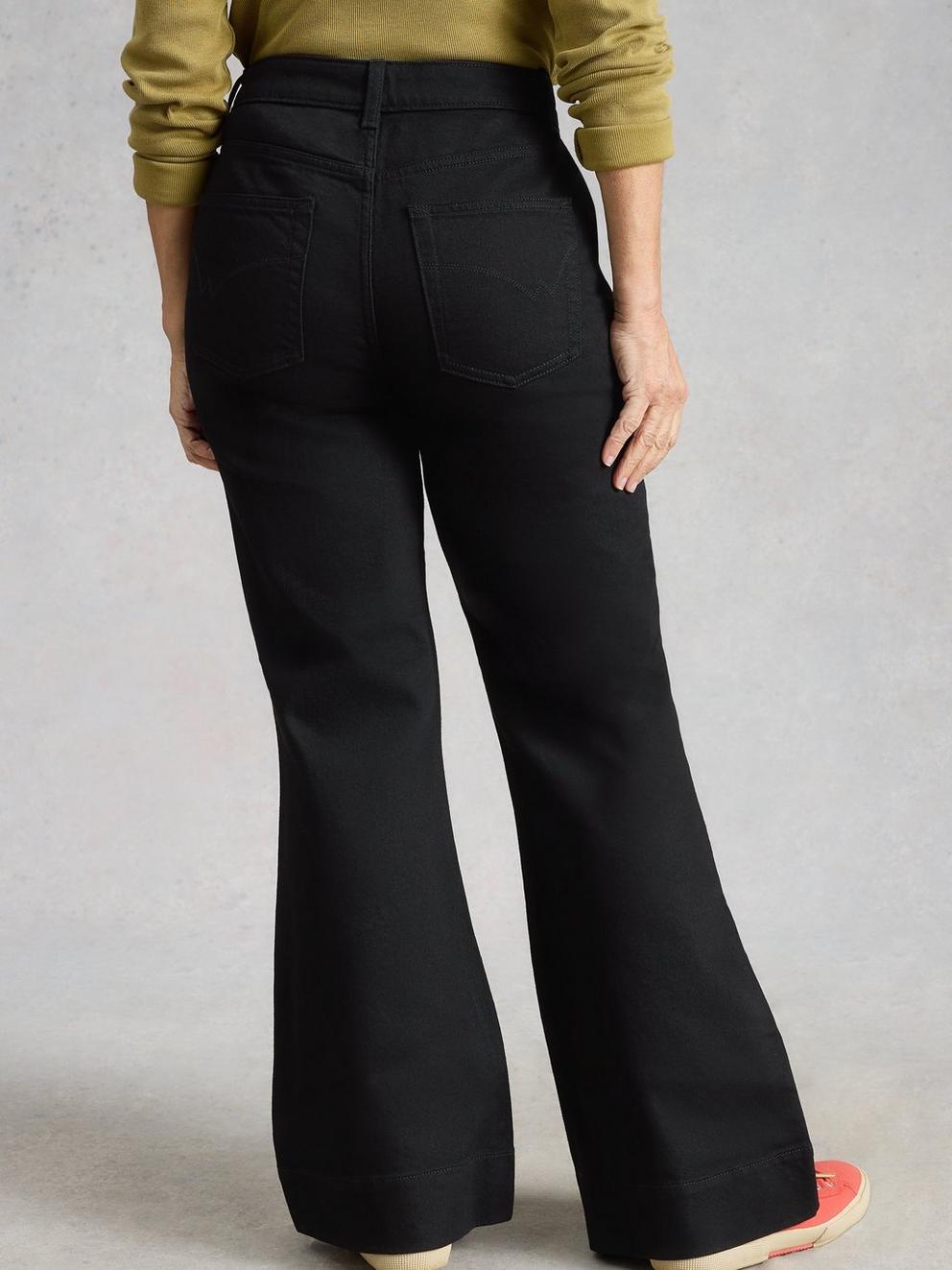Frankie Flare Jeans in PURE BLK - MODEL BACK