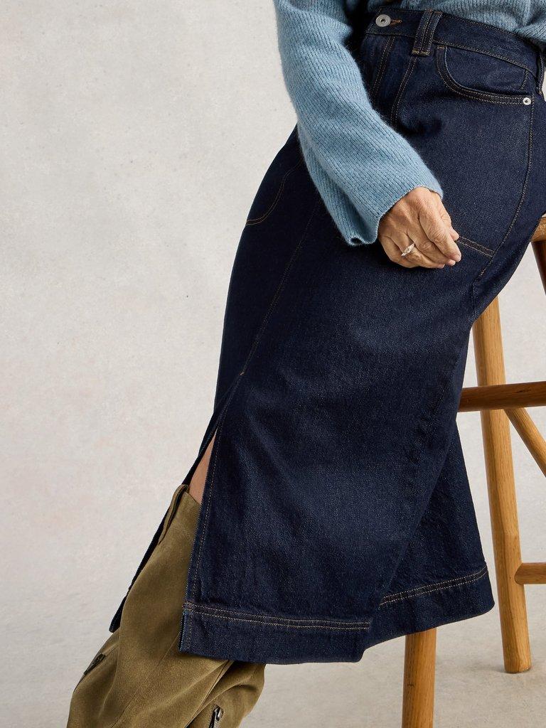 Tia Midi Denim Skirt in DK DENIM - LIFESTYLE