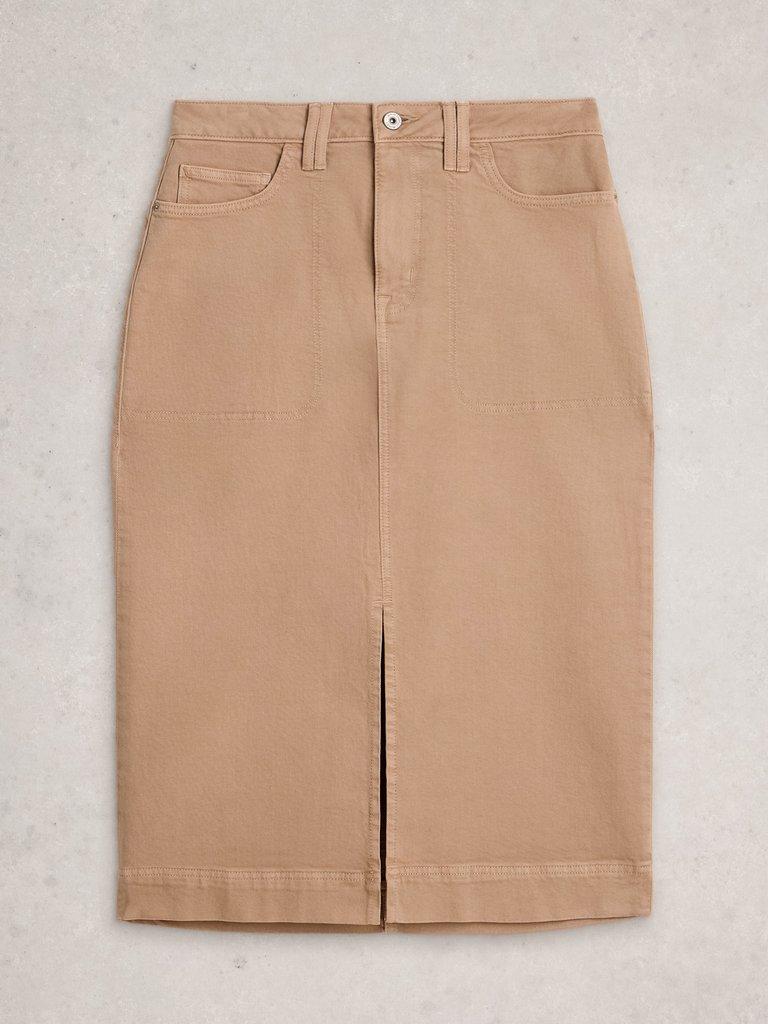 Tia Midi Denim Skirt in DK NAT - FLAT FRONT