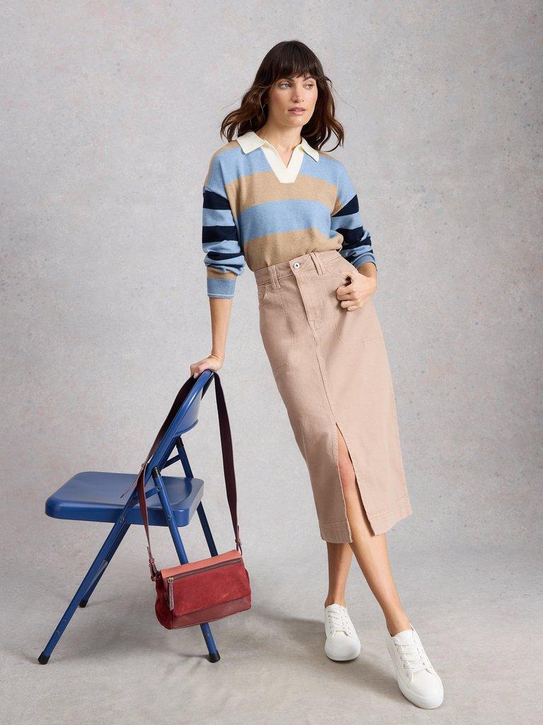 Tia Midi Denim Skirt in DK NAT - LIFESTYLE