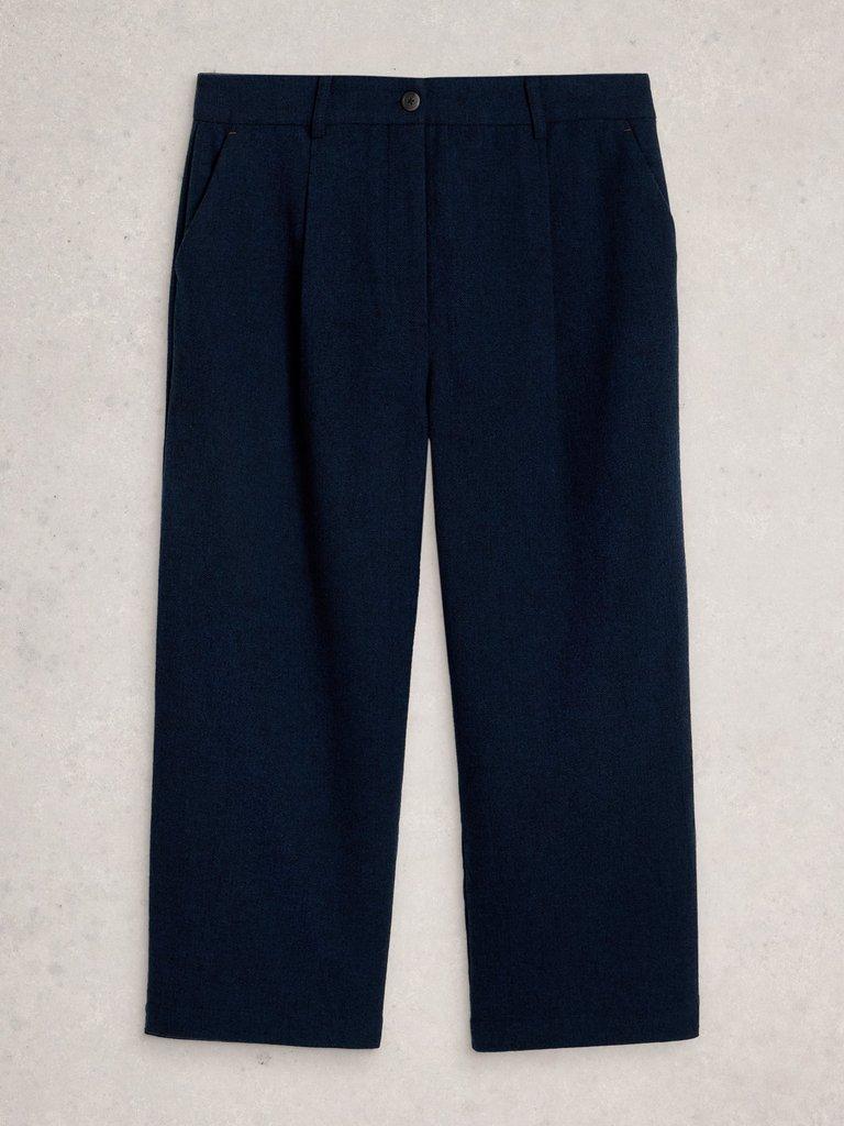 Belle Tweedy Wide Leg Crop in NAVY MULTI - FLAT FRONT