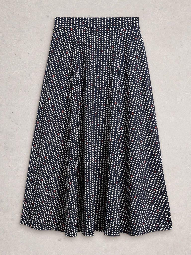 Jada Maxi Jersey Skirt in NAVY MULTI - FLAT FRONT