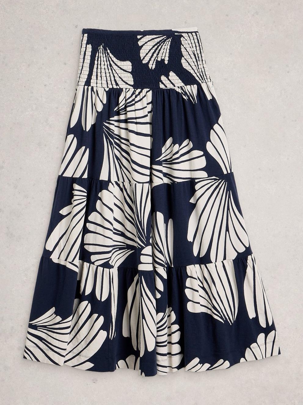 Jersey Marissa Maxi Skirt in NAVY MULTI - FLAT FRONT