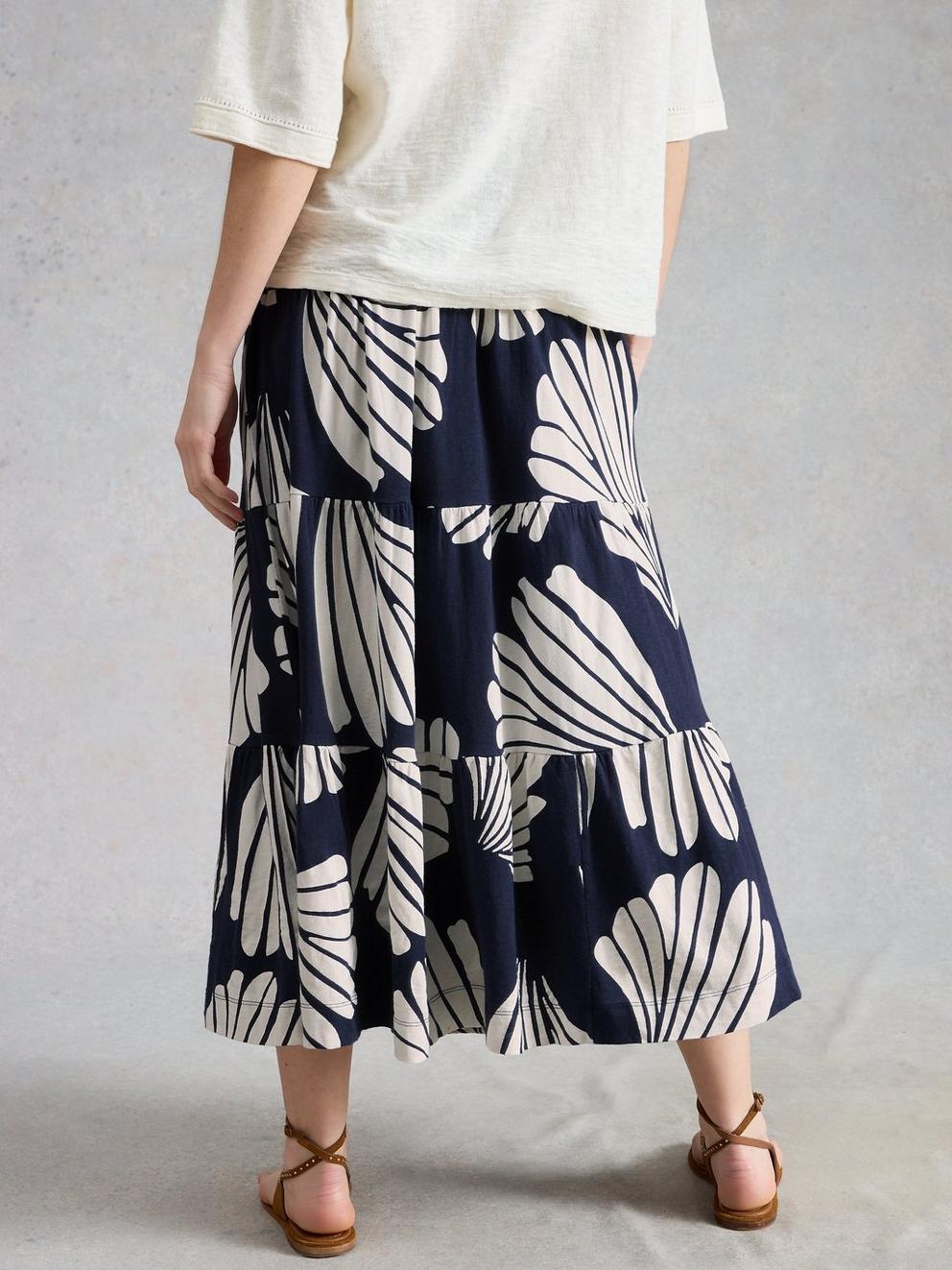 Jersey Marissa Maxi Skirt in NAVY MULTI - MODEL BACK