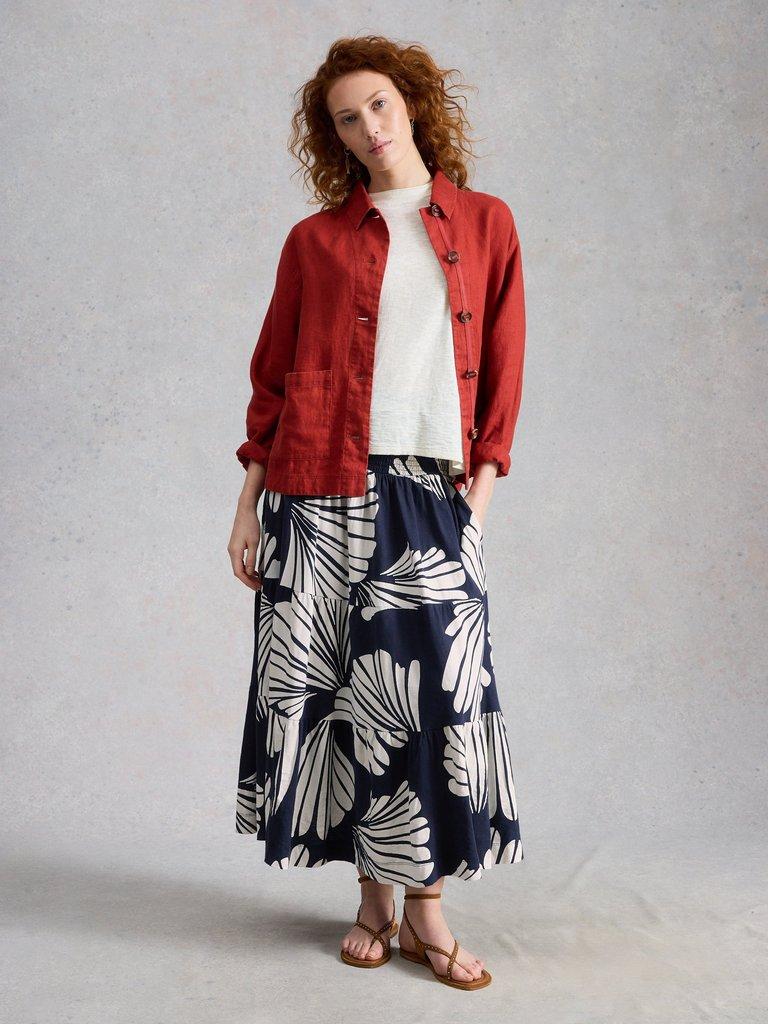 Jersey Marissa Maxi Skirt in NAVY MULTI - MODEL FRONT