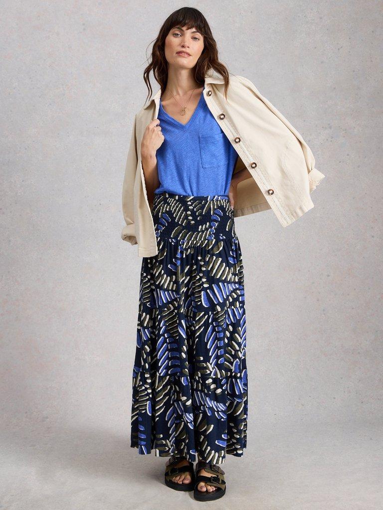 Jersey Marissa Maxi Skirt in NAVY PR - MODEL FRONT