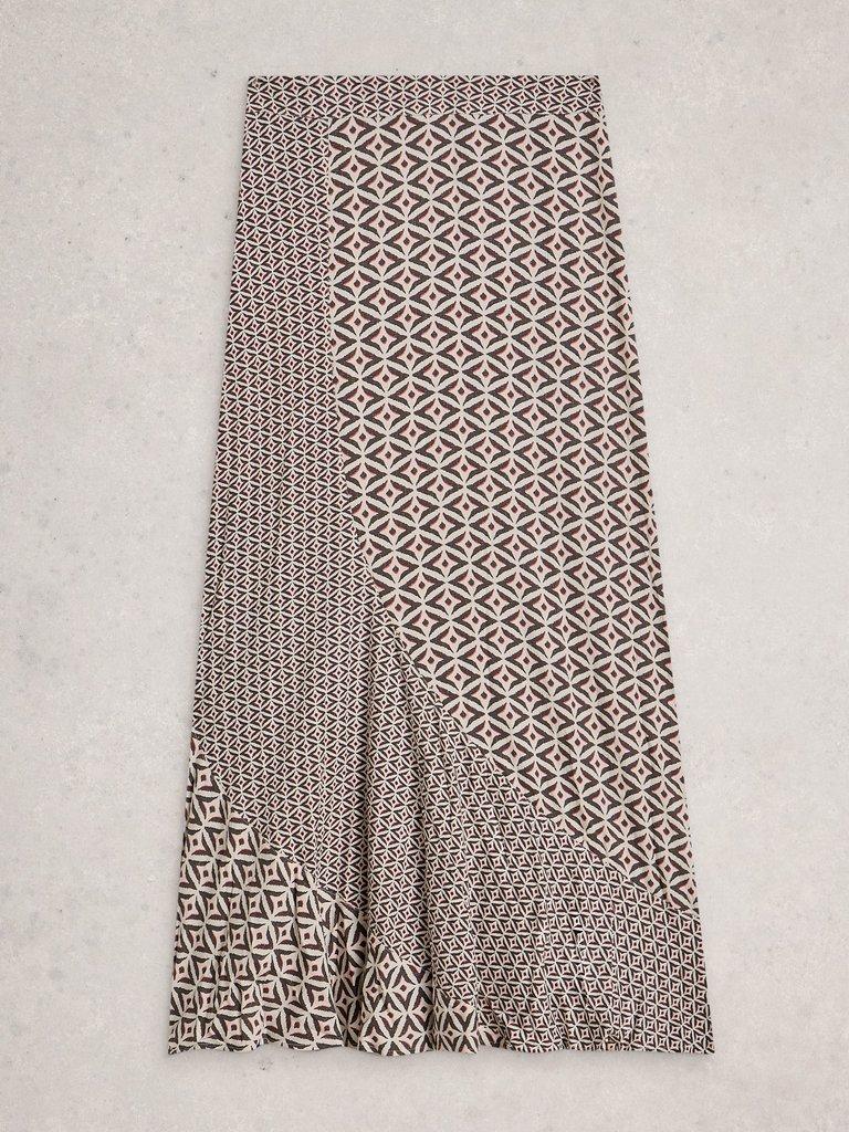 Sara Maxi Print Skirt in BLK MLT - FLAT FRONT