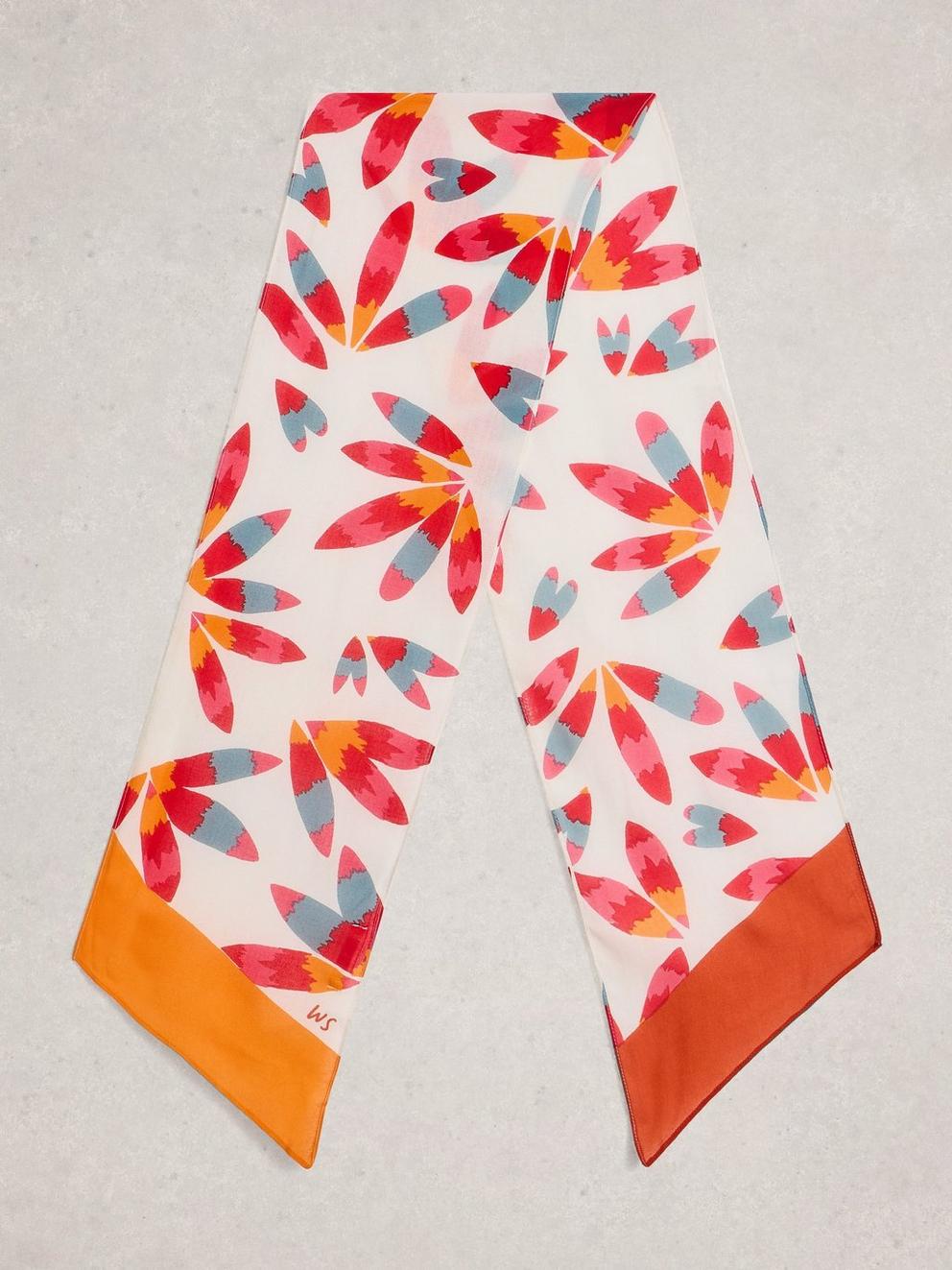 Sally Skinny Printed Scarf in RED PR - FLAT BACK