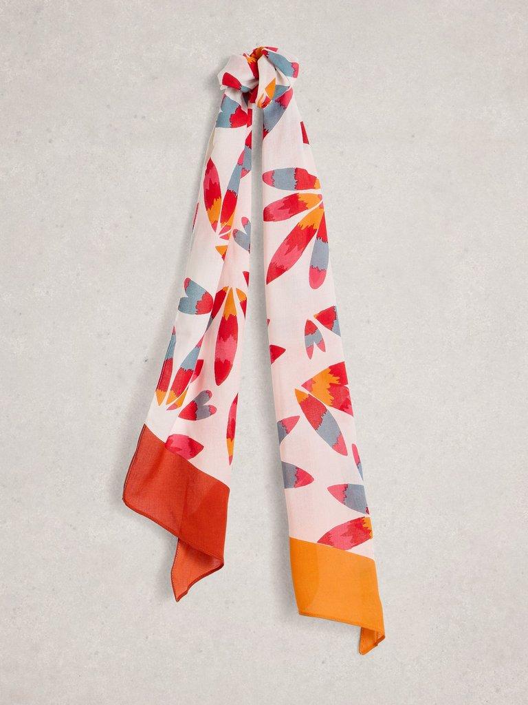 Sally Skinny Printed Scarf in RED PR - FLAT FRONT